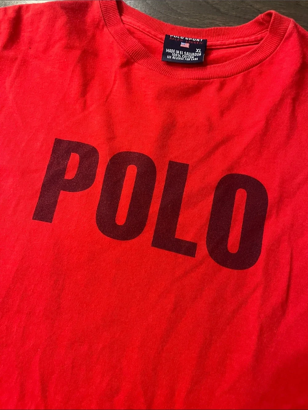 Polo Sport Ralph Lauren Vintage Spell Out T Shirt Red Mens Size XL